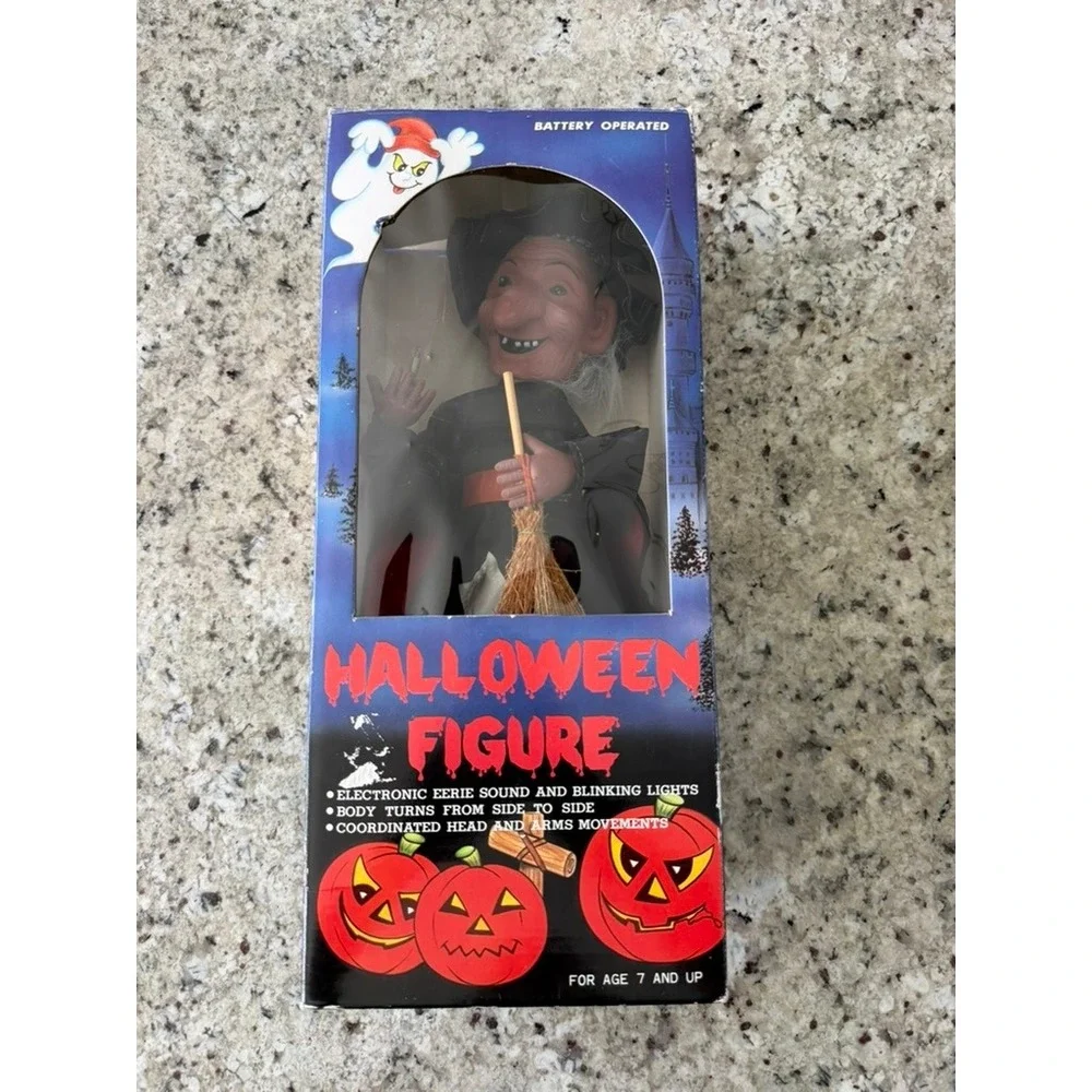 Vintage 1988 Funny Toys Halloween Witch Animated Figure Light Sound Boxed FT-605